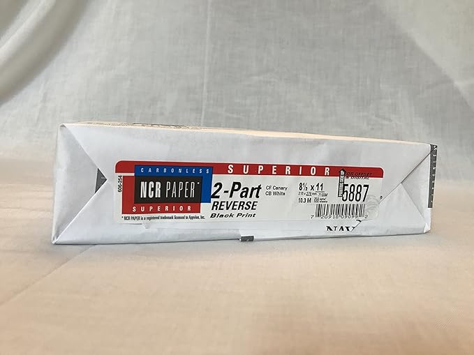 250 Sets, NCR Paper, 5887, Collated 2 Part (White, Canary), Letter Size Carbonless Paper Appleton