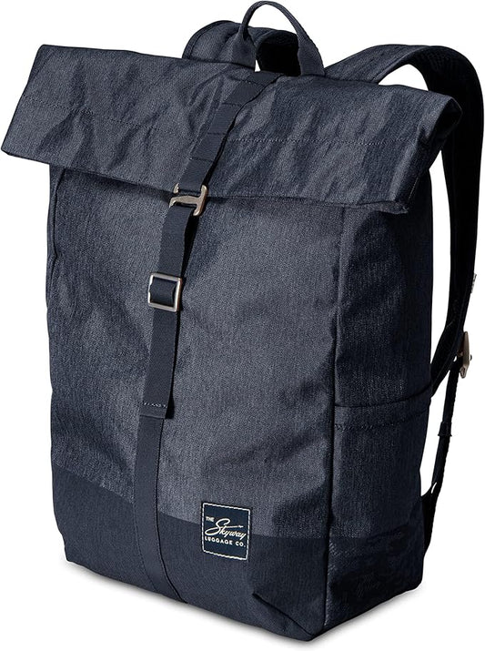 Skyway Luggage Rainier Rolltop Commuter Casual Daypack for Work or Hiking, Eco-Friendly, Made of 100% rPET Travel Laptop Bag for Women & Men, 20L, Tahoe Blue