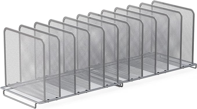 Simple Houseware 5 Section Upright File Sorter Organizer, Silver - 2 Pack