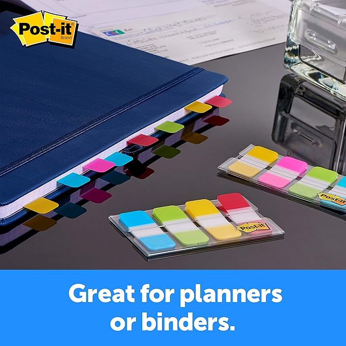 Post-it Tabs, 625 in Solid, Aqua, Lime, Yellow, Red, 10/Color, 40/Dispenser (676-ALYR) (Pack of 2)