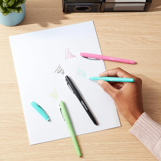 Amazon Basics Felt Tip Markers, Assorted Colors, 12-Pack