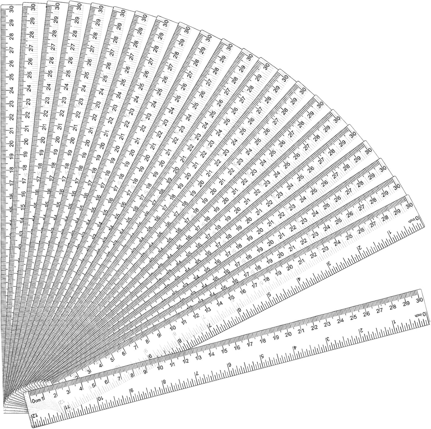 32 Pack Clear Plastic Ruler 12 Inch, Rulers Bulk for Classroom, Transparent Ruler with Centimeters and Inches, Metric Rulers for Kids, Ideal Back to School Office Home Supplies