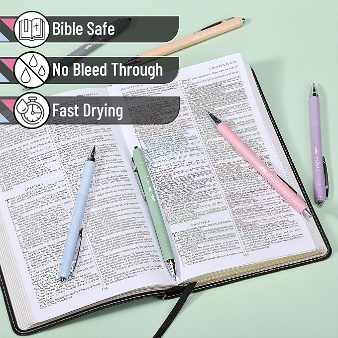 Mr. Pen- Bible Pens, 6 Pack, Assorted Color Pens, Bible Pens No Bleed Through, Bible Journaling Pens No Bleed Pens, Bible Journaling Supplies, No Bleed Bible Pens, Aesthetic Pens, Bible Pen