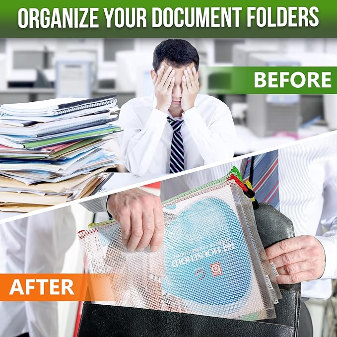 22 Pack Mesh Zipper Pouch Bags 10x14 inch - Plastic Zipper Pouches for Organizing - Document Bags With Zippers - Letter Size Zippered Pouch - Document Pouches With Zippers