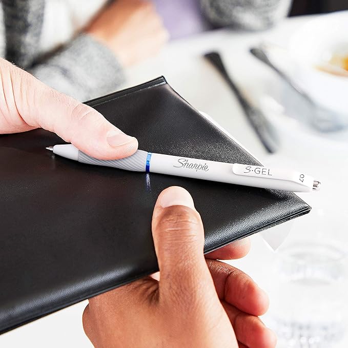 Sharpie S-Gel, Gel Pens, Medium Point (0.7mm), Frost Blue Body, Black Gel Ink Pens, 4 Count