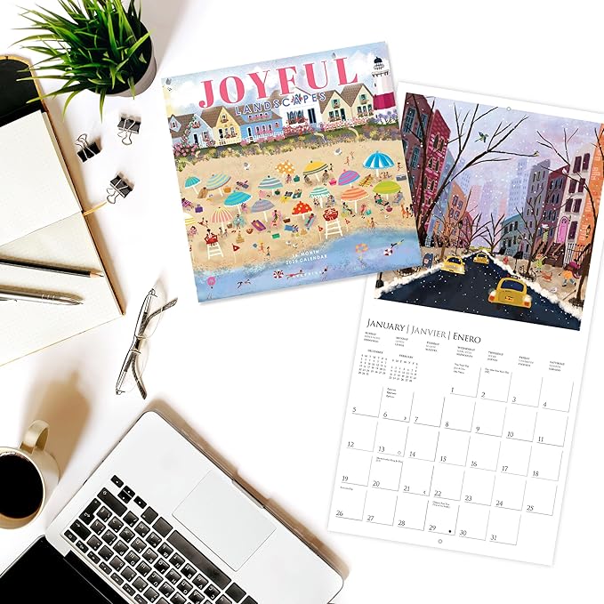 Graphique 2025 Joyful Landscapes Wall Calendar | 12” x 12” | Thick Paper | Home & Office Organizer | Large Monthly Grid | 3 Languages & Marked Holidays | 4 Month Preview Page for 2026
