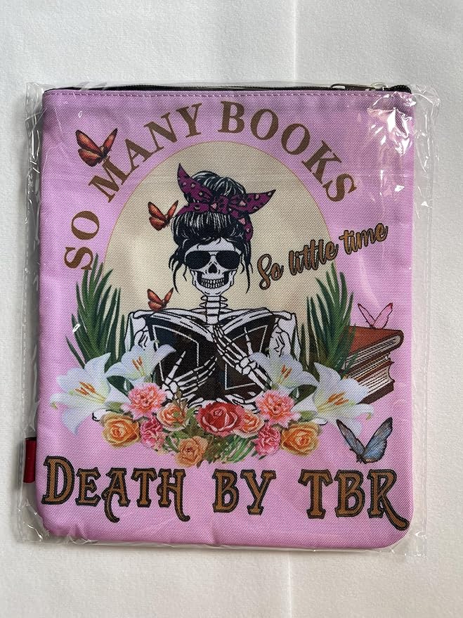 LParkin So Many Books So Little Time Death by TBR Book Covers for Readers Sleeve Gift Paperback Book Cover with Zipper