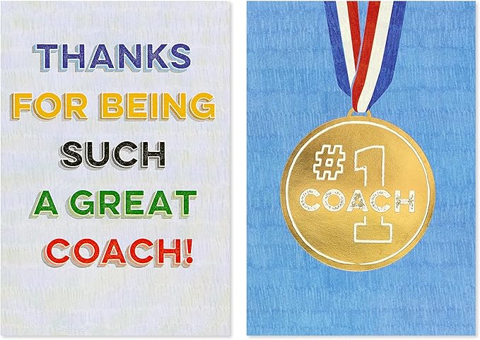 American Greetings Thank You Cards with Envelopes For Coach, Number 1 Coach Medal (8-Count)
