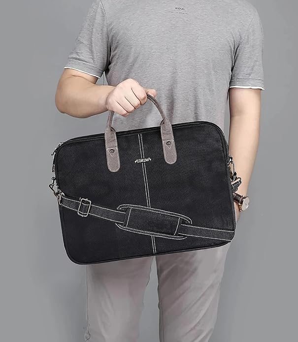 LOREM Leather Messenger Shoulder Bag Travel Crossbody Purse Briefcase Business Bag for 12Inch Laptop