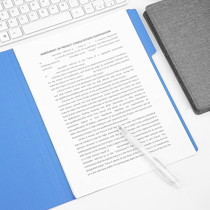 Amazon Basics File Folders, Letter Size, Heavyweight 1/3-Cut Tab Assorted Colors, 50-Pack