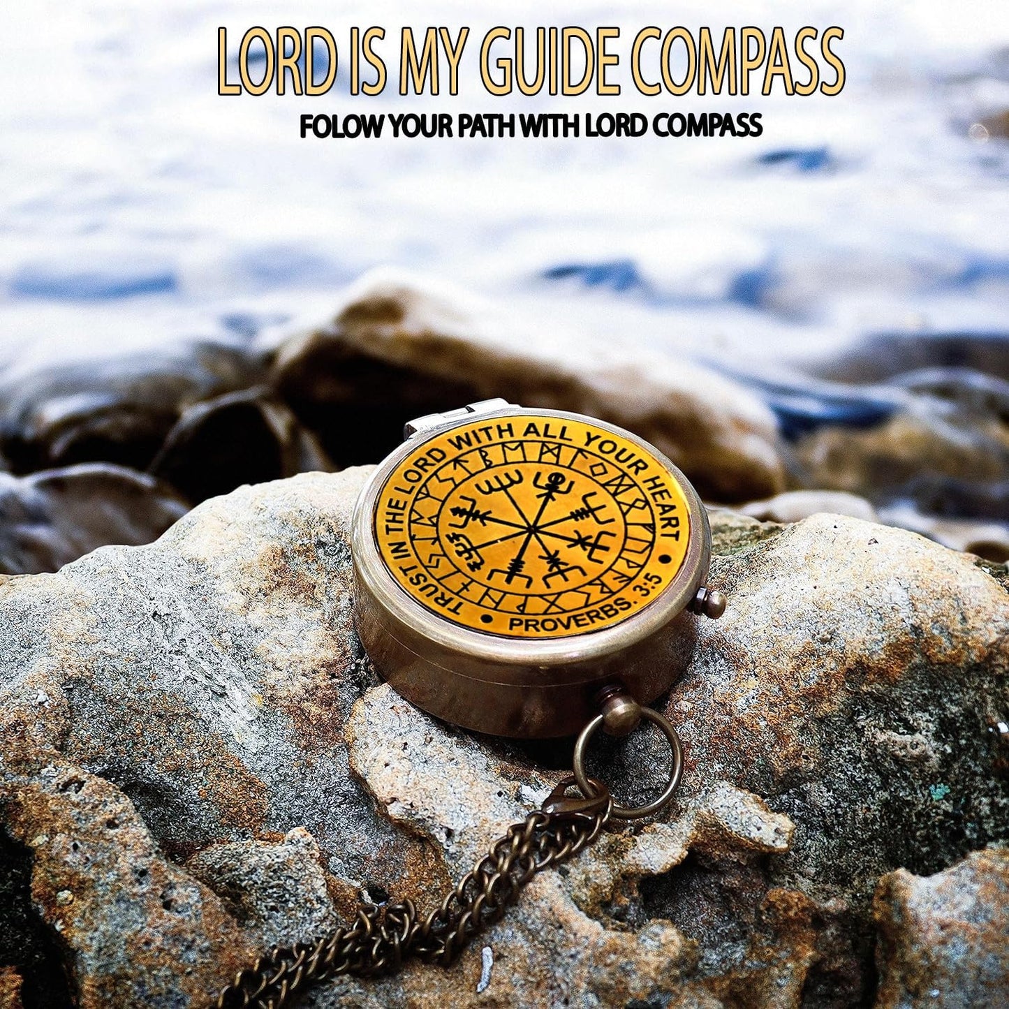 Trust in The Lord With All Your Heart - Proverbs 3:5-6 Quote Engraved Compass With Wooden Box, Greeting Card, Gift Compass, Graduation Day Gifts 2024 for Women Men Boys Girls