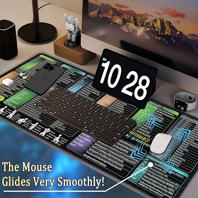 secret corner excel Cheat Sheet Mouse pad,Extra Large Office Keyboard Shortcuts Mousepad,Office Desk Accessories Desk pad Computer,PC Gaming Non-Slip XXL Desk mat