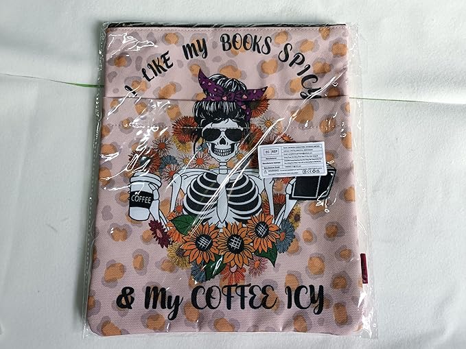 LParkin I Like My Books Spicy and My Coffee ICY Book Sleeve with Zipper for Book Lovers Cover Gift (I Like My Books Spicy and My Coffee ICY)