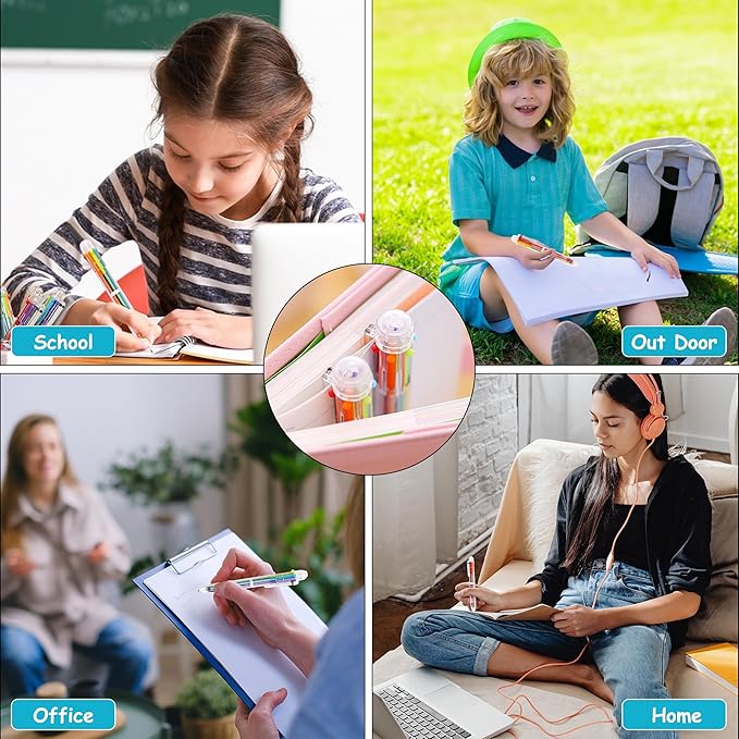 DAIKOYE Ballpoint Pens 24 PCS 0.5mm 6-in-1 Multicolor Ballpoint Pens School Supplies Birthday Party Favors Gifts for Kids Students