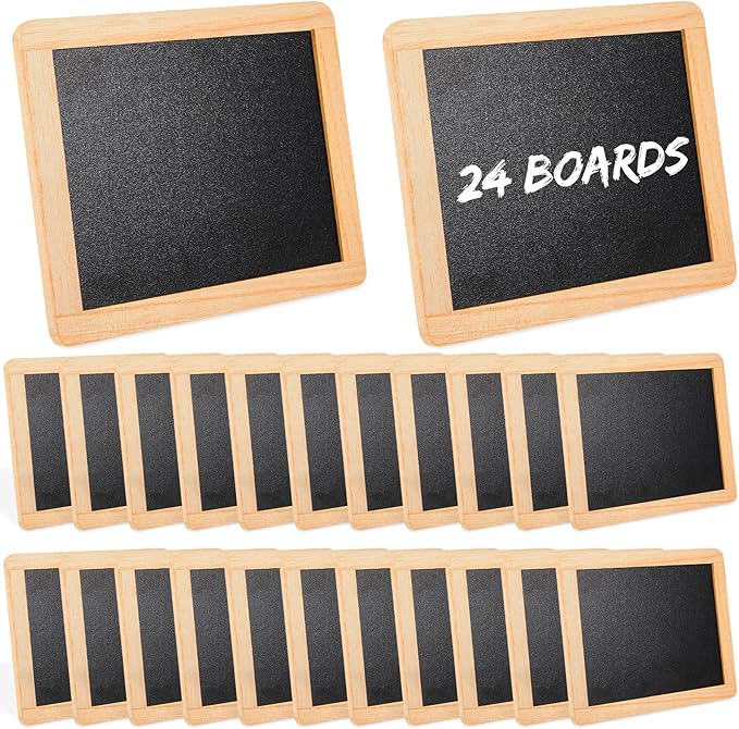 24 Pcs Small Slate Chalkboard Mini Chalk Board with Frames Mini Board Signs School Supplies for Classroom Home Office