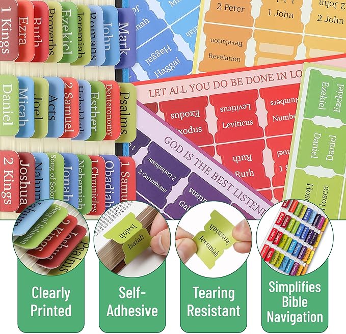 Mr. Pen- Bible Tabs, 75 Tabs, Rainbow Theme, Laminated Bible Tabs for Women and Men, Bible Tabs for Study Bible, Bible Index Tabs, Bible Book Tabs, Bible Labels Tabs, Mr Pen Bible Tabs
