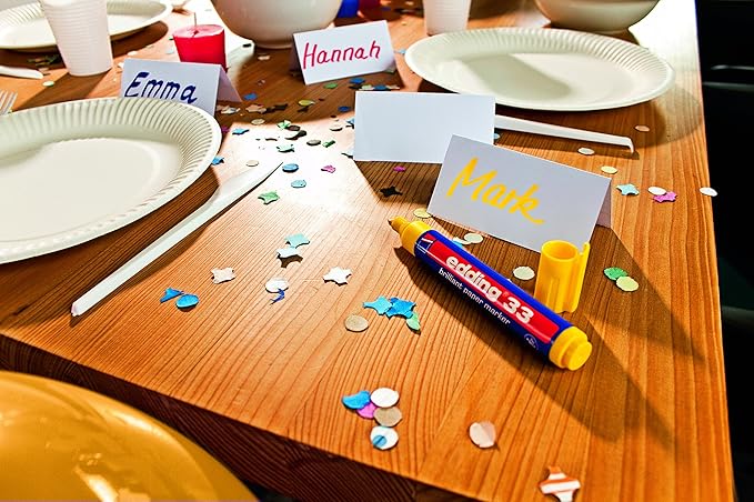 edding 33 brilliant paper marker - yellow - 1 waterproof permanent marker - chisel nib 1-5 mm - vibrant colours - lightfast marking on paper, card, cardboard, plastic, metal and glass