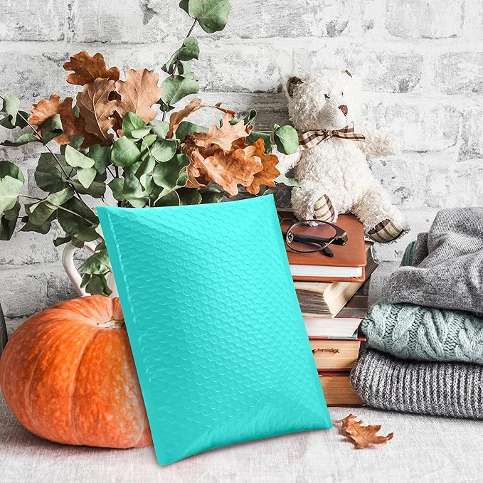 UCGOU Bubble Mailers 8.5x12 Inch Teal 25 Pack Usable Size 8.5x11 Poly Padded Envelopes #2 Medium Mailing Opaque Packaging Postal Self Seal Waterproof Boutique Shipping Bags for Clothes Makeup