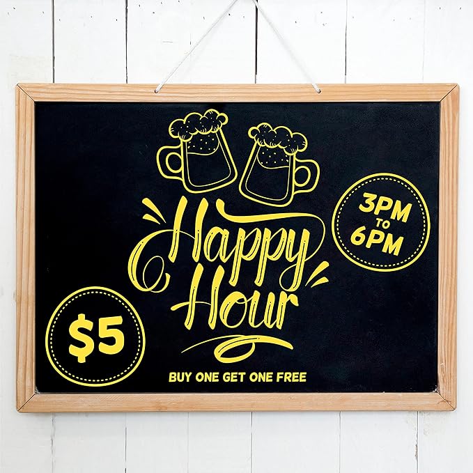 CHALKY CROWN Liquid Chalk Marker Pen - Dry Erase Marker - Chalk Markers for Chalkboard Signs, Windows, Blackboard, Glass - 6mm Reversible Tip (Yellow, 5 Pack)