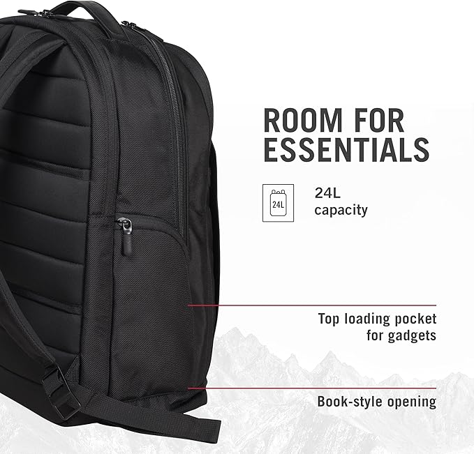 Victorinox Altmont Professional Essentials Laptop Backpack - Tablet & Laptop Bag for Travel Accessories - Computer Backpack Includes Sleek Organizer - 24 Liters, Black