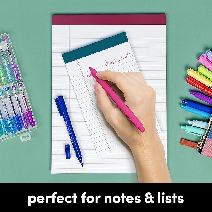 PAPERAGE Lined Legal Pads, (Jewel Tone), 6 Pack, 50 Sheets Each, Wide/Legal Ruled, Note Pads, Paper, 5 inches x 8 inches