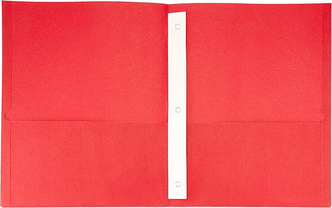 Amazon Basics Twin Pocket File Folders with Fasteners, 25-Pack, Letter, Assorted