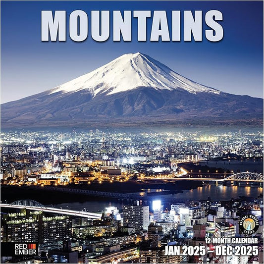 RED EMBER Mountains 2025 Wall Calendar 12 Month | 12" x 24" Open | Thick & Sturdy Paper | Giftable | Calendar 2025