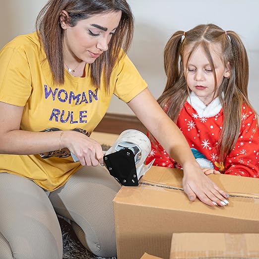 Mr. Pen 2-Inch Black Heavy Duty Packing Tape Dispenser Gun - 2 Pack with 2 Rolls Clear Tape Gun for Packing Boxes & Moving