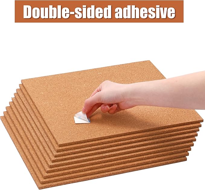 SUNGIFT Cork Boards for Walls - 12" x 12" Corkboard Squares, 1/2" Thick Cork Board Tiles, 6 Pack Wall Bulletin Board with 50 Push Pins for Office, Home Decor
