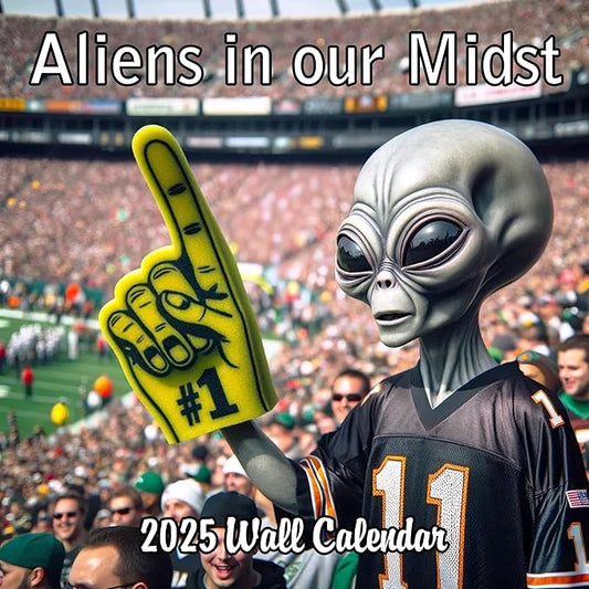 2025 Aliens in Our Midst Monthly Wall Calendar - What Life Would be Like if Aliens Lived Among Us - Aliens Doing Funny Things | 12" x 24" | Thick Sturdy Paper | White Elephant or Gag Gift Funny Calendar 2024-2025.
