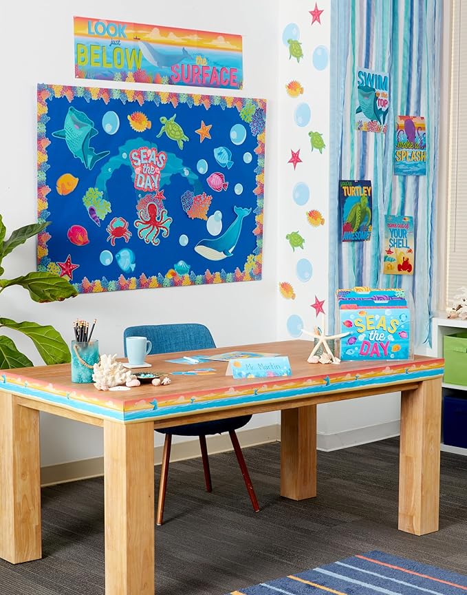 Eureka Seas The Day Fish Paper Cut-Out Classroom Decorations for Teachers, 36 Pieces