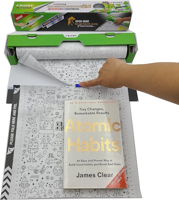 Clear Paperback Book Cover Protector Includes Slider - Covers Upto 20 Books (13in x 33.5ft)