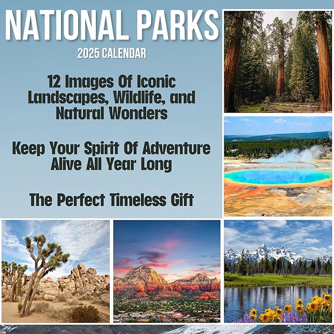 National Parks Calendar 2025 | 12" x 18" (Opened) 2025 for Easy Appointment Tracking & Scheduling | Home & Office Organization | Stunning Nature Photography of Iconic National Parks | Ideal for Outdoor Enthusiasts | 2025 Calendar Wall