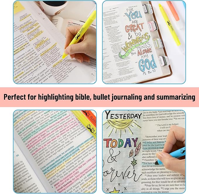 Mr. Pen No Bleed Gel Highlighter, Bible Highlighters, Assorted Colors, Pack of 20, Fluorescent Gel Highlighters