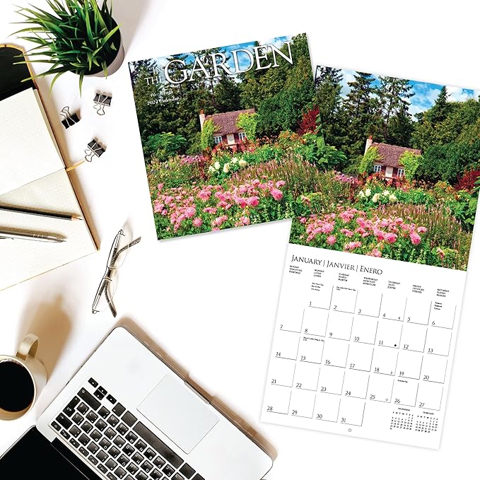 Graphique 2024 In the Garden Wall Calendar | 12” x 12” | Thick Paper | Home & Office Organizer | Large Monthly Grid | 3 Languages & Marked Holidays | 4 Month Preview Page for 2025