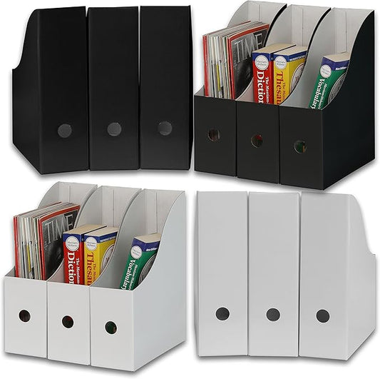 Simple Houseware Magazine File Holder Organizer Box, Black and White, 12 Packs