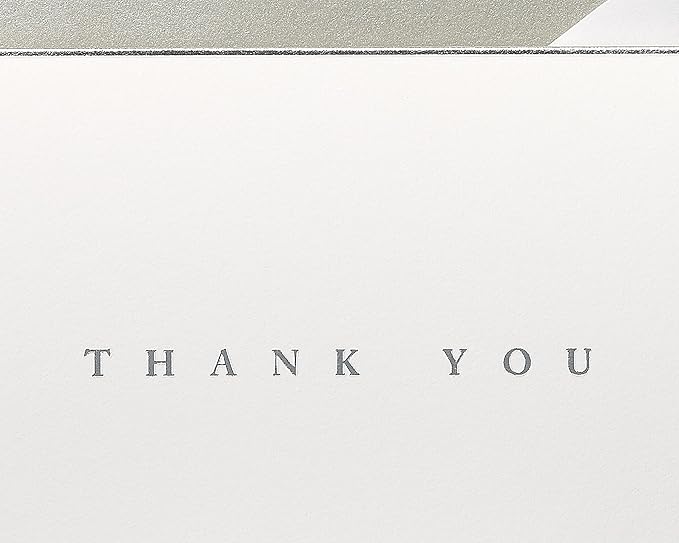 Papyrus Thank You Cards with Envelopes, Silver Border (16-Count)