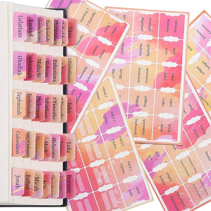Mr. Pen- Bible Tabs, 75 Tabs, Spring Pink, Laminated Bible Tabs for Women and Men, Bible Tabs for Study Bible, Bible Index Tabs, Bible Book Tabs, Bible Labels Tabs, Mr Pen Bible Tabs