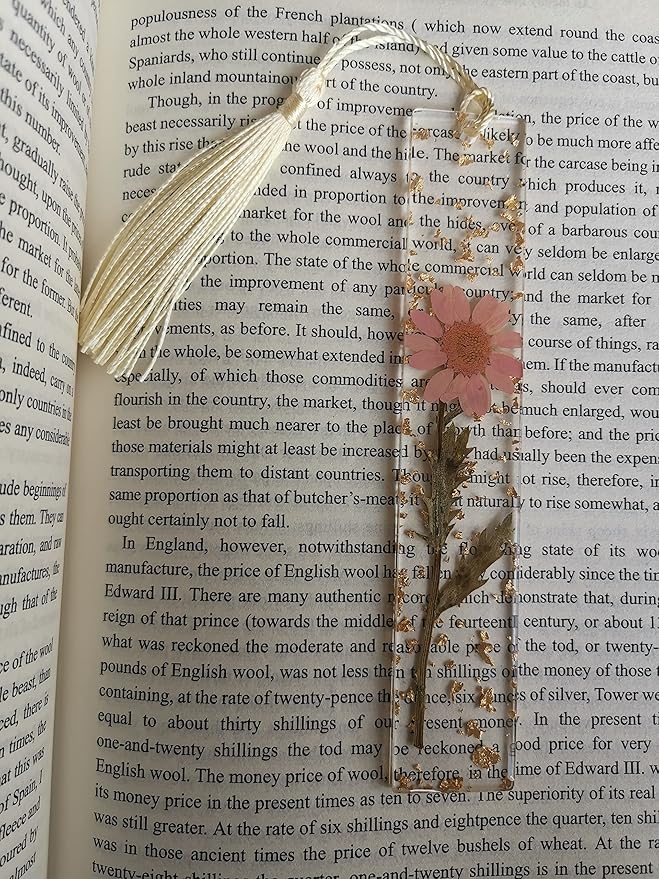 5.5x1 inch Flower Handmade Bookmark Resin Floral with Dried Flowers… (Pink Daisy)