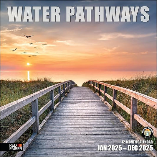 RED EMBER Water Pathways 2025 Wall Calendar 12 Month | 12" x 24" Open | Thick & Sturdy Paper | Giftable | Calendar 2025