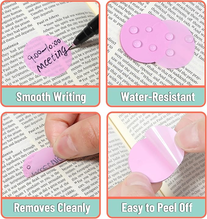 Mr. Pen- Transparent Sticky Note Set, 560Sheets, Colorful, Round Transparent Sticky Notes Set, Bible Sticky Notes Clear Sticky Notes Transparent, Bible Notes, Transparent Sticky Notes for Bible Study