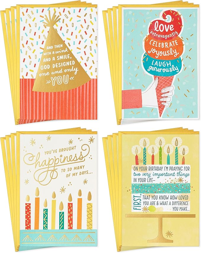 Hallmark Dayspring Religious Birthday Card Assortment (16 Cards with Envelopes) for Kids, Adults, Coworkers, Friends, Family