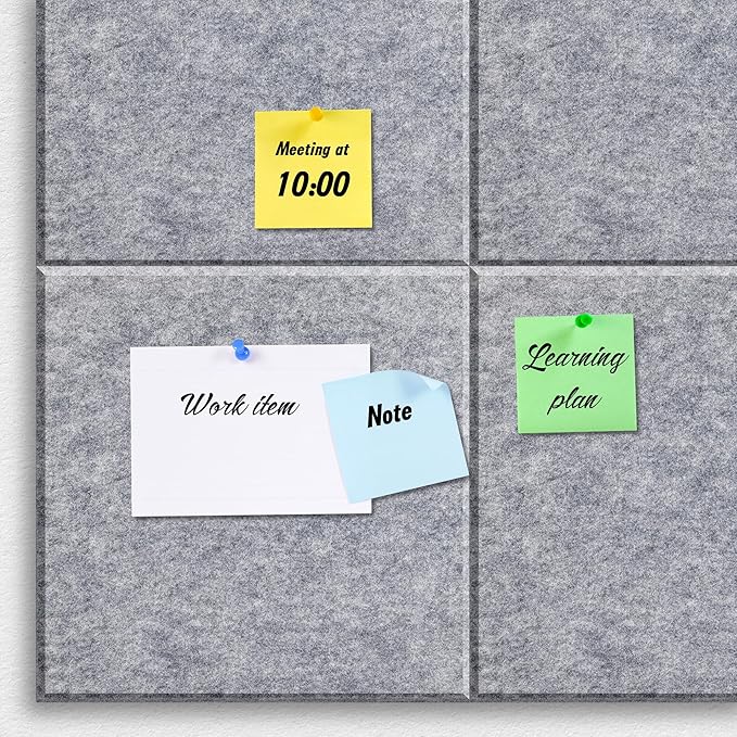 Felt Bulletin Board Felt Wall Tiles 12 Pack- 47"x35" Large Cork Board/Cork Tiles Alternative Safe Removable Felt Boards for Walls Felt Board for Office Felt Pin Board Light Gray