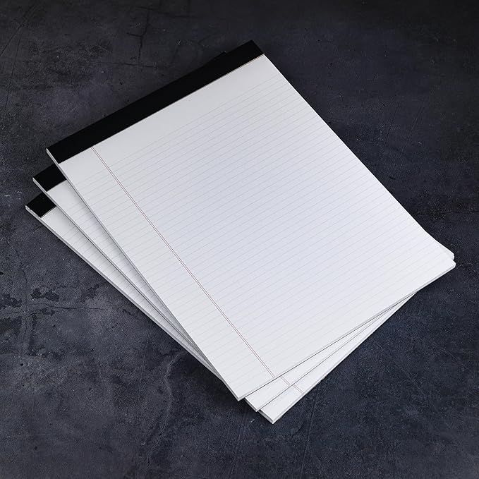 Office Legal Pads | Note Pads For Work | Memo Pads | 8.5 x 11 inches Lined Paper Pad | Narrow Rule 50 Sheets Pads | Set of 6 White Writing pads for Home, School, Teachers, Businesses