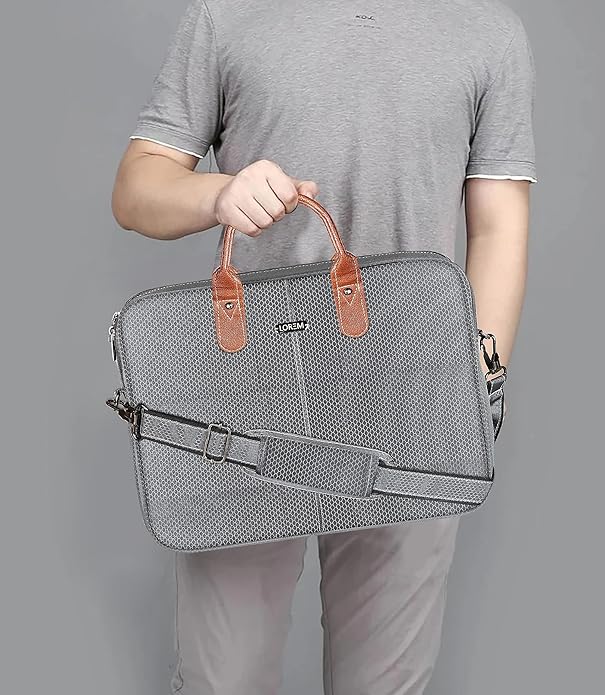 LOREM Leather Messenger Shoulder Bag Travel Crossbody Purse Briefcase Business Bag for 12Inch Laptop