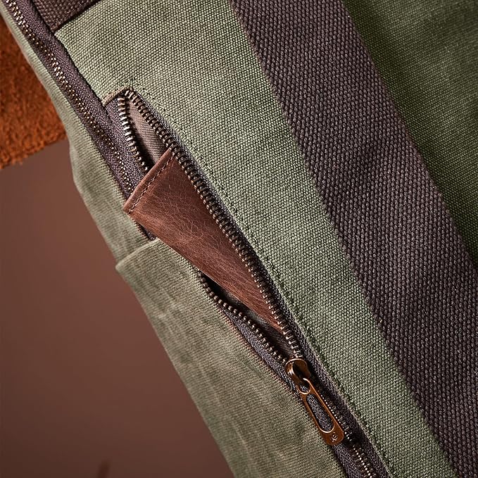 Vintage Waterproof Waxed Canvas Leather Backpack for Men Women 15.6" laptop Travel Rucksack