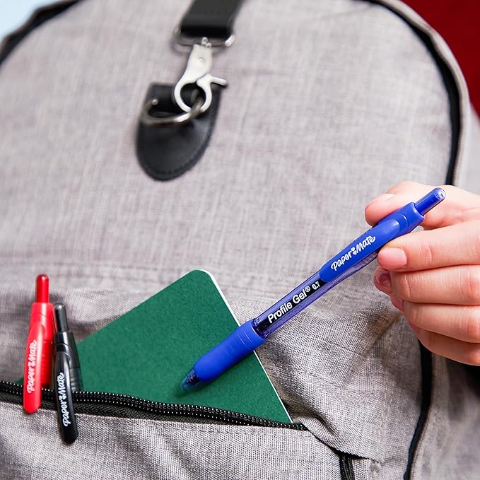 Paper Mate Profile Retractable Gel Pen, Ultra-Smooth Ink, Black, 0.7mm Medium Point, 12 Count