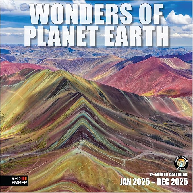 RED EMBER Wonders of Planet Earth 2025 Wall Calendar 12 Month | 12" x 24" Open | Thick & Sturdy Paper | Giftable | Calendar 2025