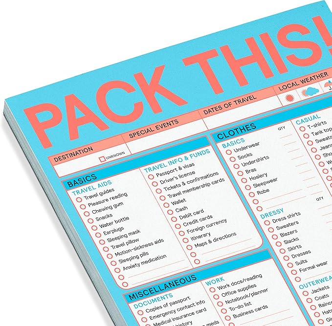 Knock Knock Pack This Pad (Pastel Version) - Packing List Pad & Travel Accessories, 6 x 9-inches