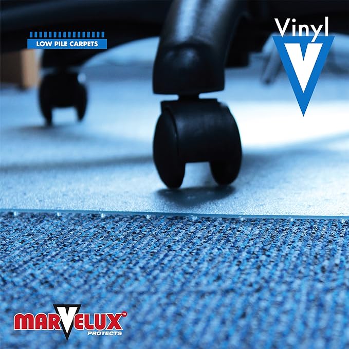 Marvelux Office Chair Mat for Low Pile Carpets 36" x 48”, Clear Vinyl Protector Mat for Under Desks, Rectangular PVC Carpeted Floor Mat for Gaming Chairs and Computer Desks